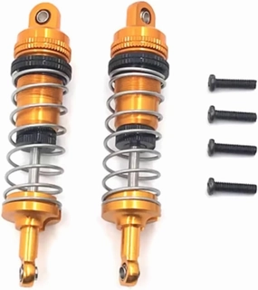 RC Car DIY Parts for WLtoys 144001 144002 144010 124016 124017 124018 124019 2PCS Metal Upgrade Retrofit Hydraulic Shock Absorber RC Car Parts(Yellow)