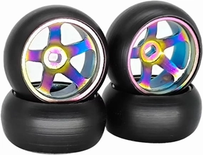 RC Car DIY Parts for Wltoys 284131 K969 K979 K989 P939 for Mini-q for Kyosho for Rally 1/28 4pcs/Set Alloy Wheel Rim Drift Tire Model Rc Car Upgraded Part(A)
