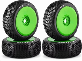 RC Car Parts Compatible with Nitro for HPI for HSP for Bazooka for ZD 1/8 RC for Racing Car 4WD 4PCS 116mm Off Road for Buggy Tires Wheel 17mm Hex Hubs(Green)