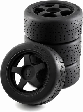 Rc Car Wheel Rim Tire Compatible with Arrma for Infraction for Felony for Limitless 1/7 RC Car Upgrade Parts 4Pcs 100X42mm 5-Spoke Tire Tyre 17mm Wheel Hex