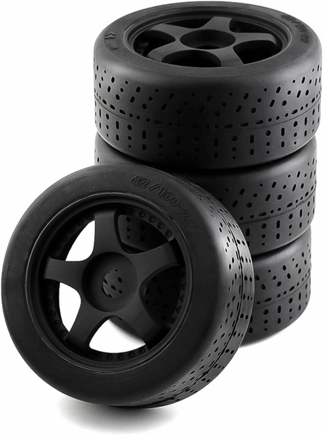 Rc Car Wheel Rim Tire Compatible with Arrma for Infraction for Felony for Limitless 1/7 RC Car Upgrade Parts 4Pcs 100X42mm 5-Spoke Tire Tyre 17mm Wheel Hex