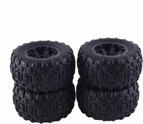 Rc Car Wheel Rim Tire Compatible with MJX for Hyper for Go 16207 16208 16209 16210 H16 H16H H16E H16P 1/16 RC Car Spare Parts 4Pcs Tire Wheel Tyres