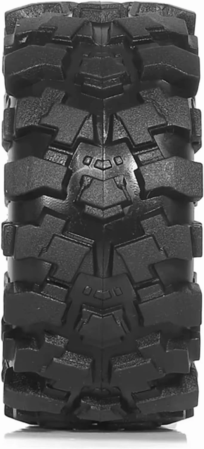 Rc Car Wheel Rim Tire Compatible with TRX4M for SCX24 AX24 for FCX24 1/18 1/24 RC Cars Upgrade Part Crawler Car 57Mm 1.0Inch Metal Beadlock Wheel Tire Set(Red)