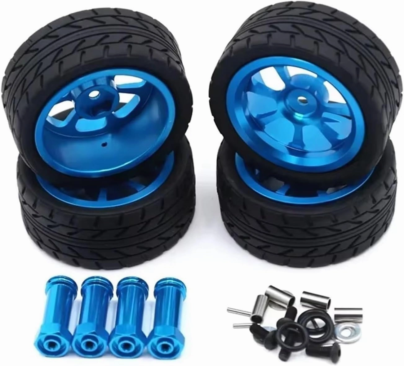 Rc Car Wheel Rim Tire Compatible with WLtoys 144001 A959 A949 A969 A979 A959-B A969-B A979-B RC Car Spare Parts Upgrade Metal Wheel Tire Extender(Blue)