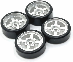 Rc Car Wheel Rim Tire Compatible with Wltoys 284131 K969 K979 K989 for Kyosho for Mini-Z 1/28 RC Car Parts 27mm Hard Plastic Drift Tire Tyre Metal Wheel Rim(Silver)