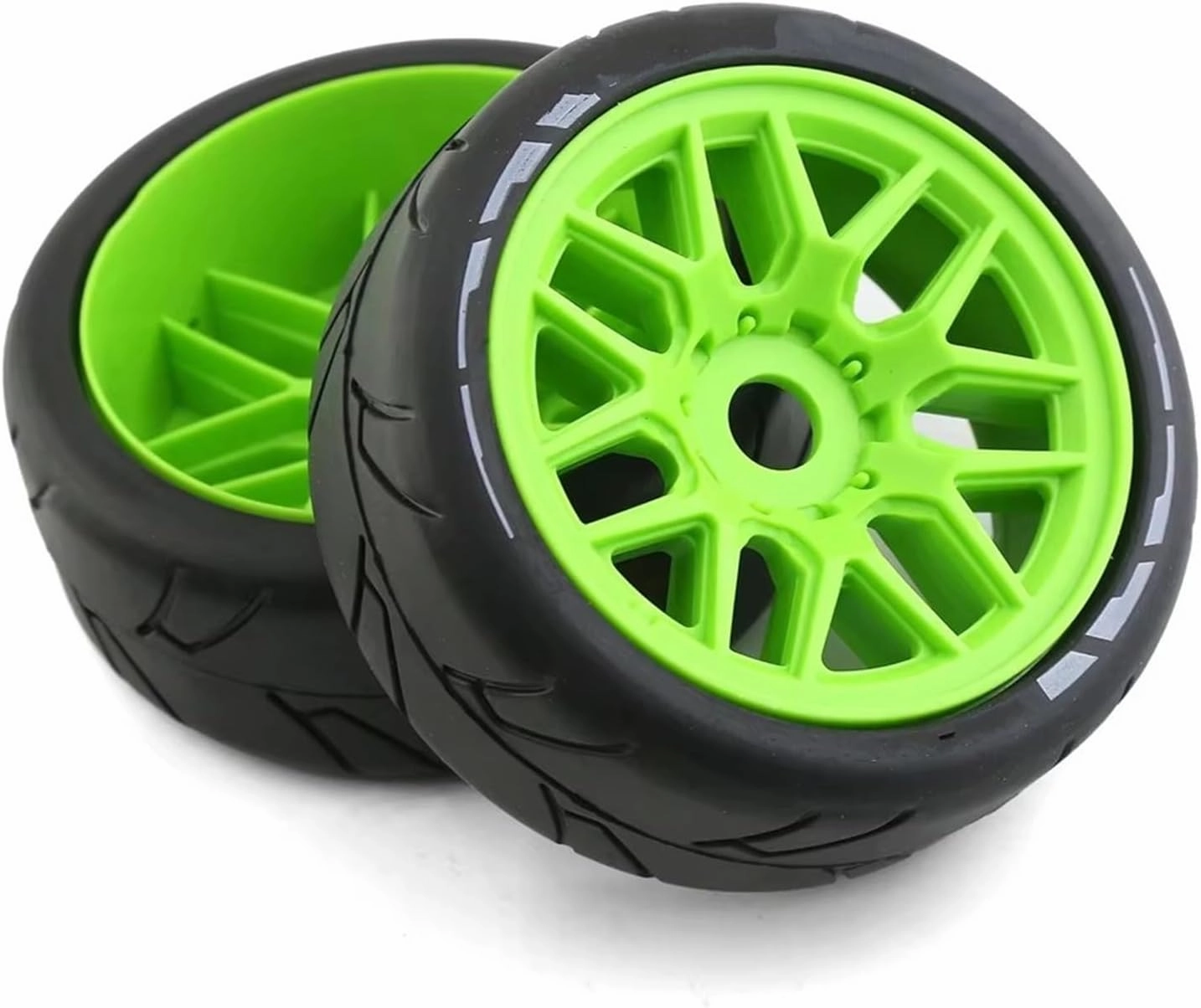 Rc Car Wheel Rim Tire Compatible with WRC 1/8 Pull Feishen Ping Run GT for Racing Highway Short Course Truck Tires Wheel Wear-Resistant Tires 17mm Adapter 4pcs(Green,B)