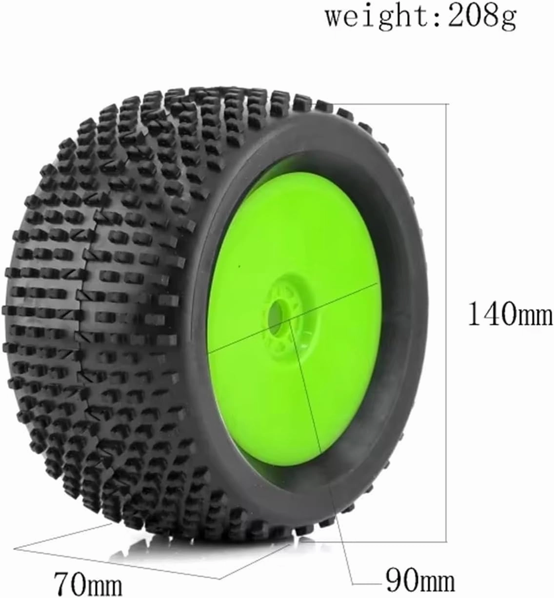 RC Tyre Set for ARRMA for Redcat for Kyosho for VRX for HSP for Hobao 4pcs 140mm 1/8 RC Racing Car Off-Road for Buggy Tires Wheel 17mm Hex(Black)