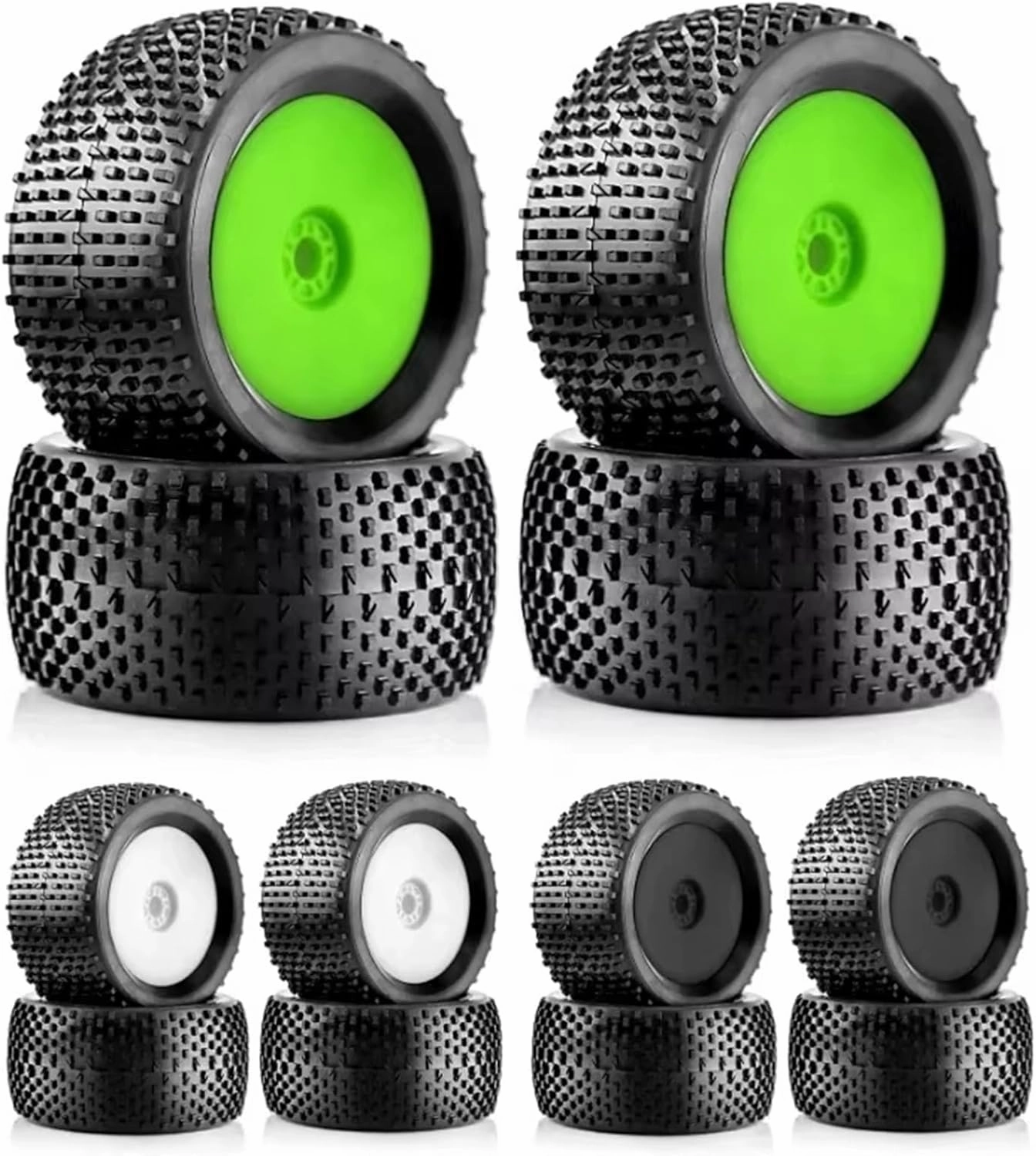 RC Tyre Set for ARRMA for Redcat for Kyosho for VRX for HSP for Hobao 4pcs 140mm 1/8 RC Racing Car Off-Road for Buggy Tires Wheel 17mm Hex(Black)