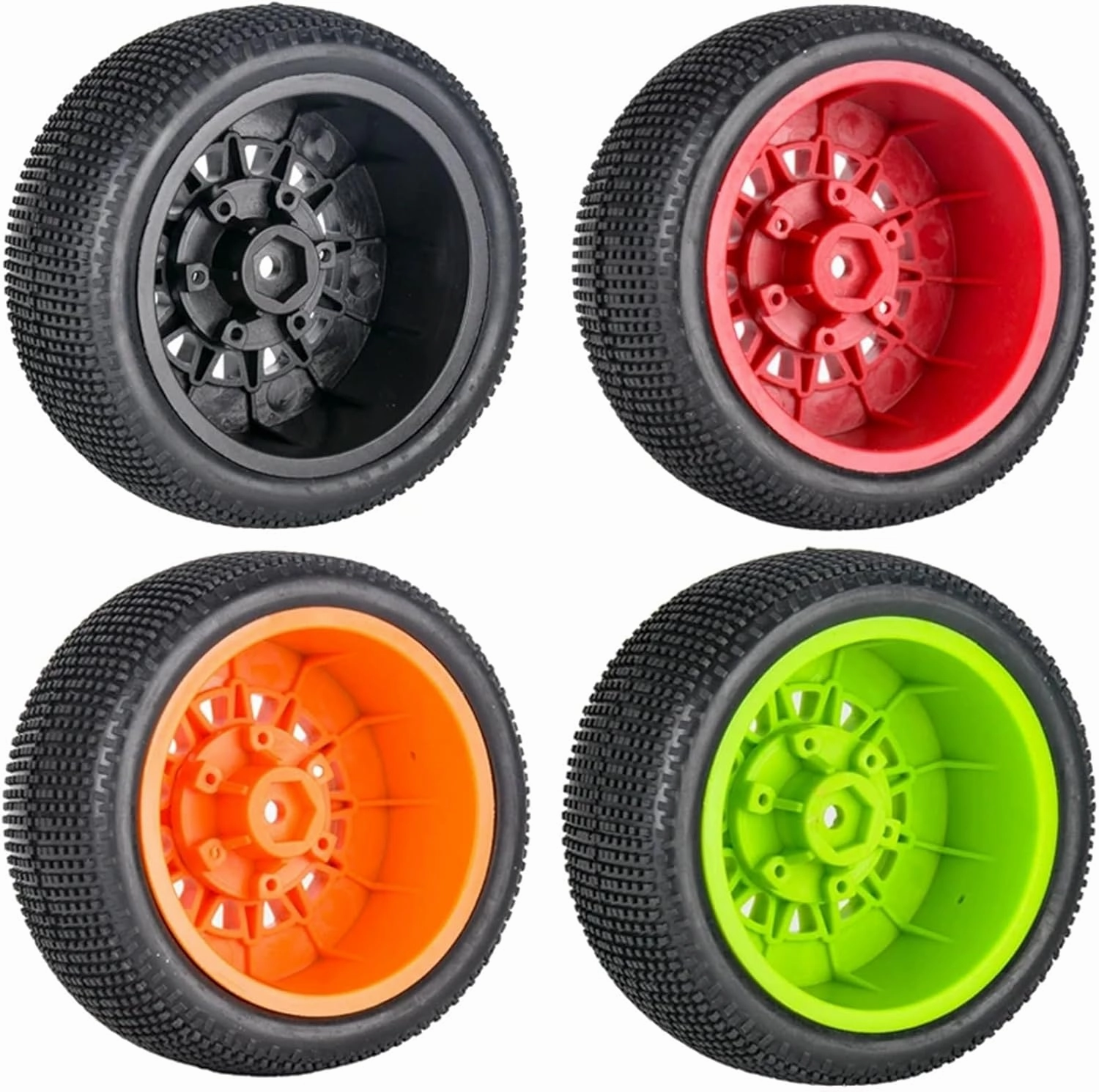 Rc Wheel Rim Tire for LT18067 1/10 4pcs Tires Short Truck Off-Road for Model Car Tire for Small Ding Grip Wear-resant Adapter 12mm 14mm 17mm(Black)