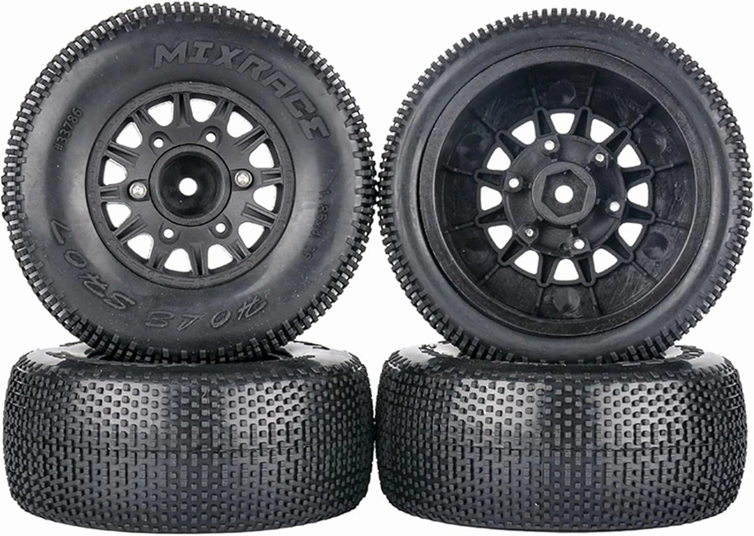 Rc Wheel Rim Tire for LT18067 1/10 4pcs Tires Short Truck Off-Road for Model Car Tire for Small Ding Grip Wear-resant Adapter 12mm 14mm 17mm(Black)