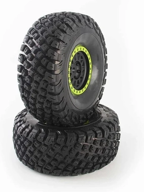 Rc Wheel Rim Tire for YK4073 1/7 Electric Off-Road Vehicle Accessory Tire Set 71174 7117 Remote-Controlled Model Car Tire 2PCS(Green)