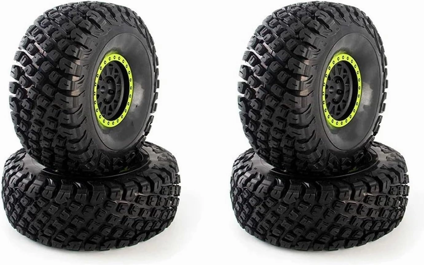 Rc Wheel Rim Tire for YK4073 1/7 Electric Off-Road Vehicle Accessory Tire Set 71174 7117 Remote-Controlled Model Car Tire 2PCS(Green)