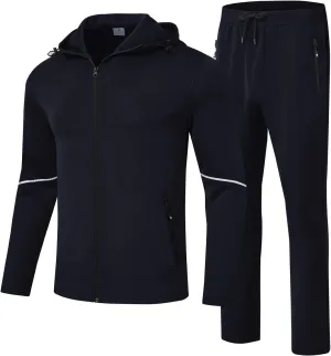 Rdruko Men's Track Suits 2 Piece Set Sweatsuits Jogging Workout Gym Warm Up Sportswear Suits with Hoodie