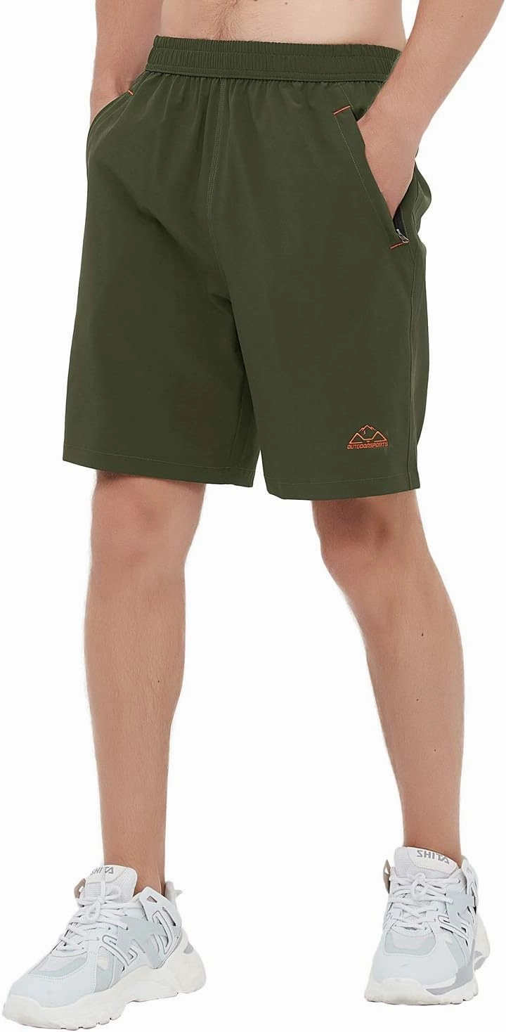 Rdruko Men's Quick Dry Hiking Shorts Lightweight Running Gym Outdoor Active Shorts with Zipper Pockets