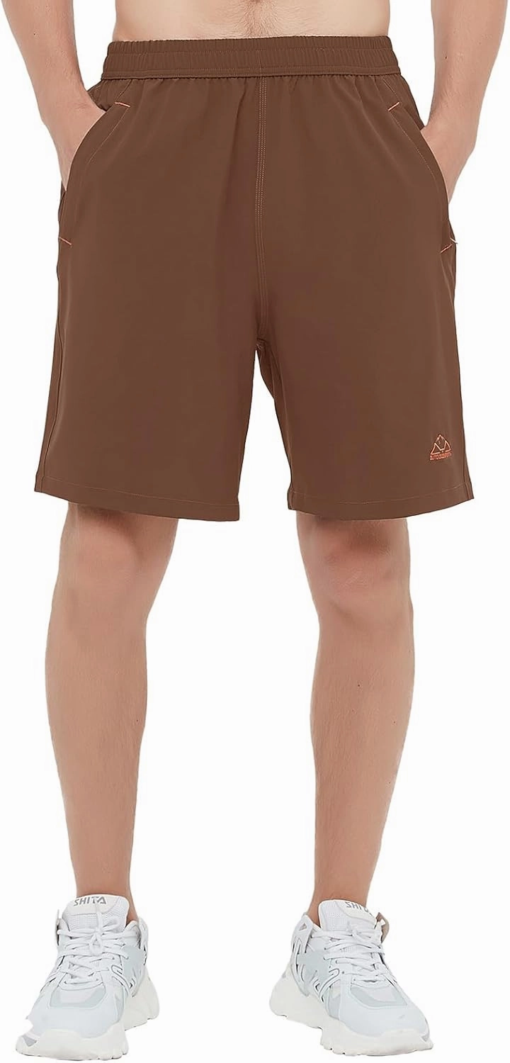 Rdruko Men's Quick Dry Hiking Shorts Lightweight Running Gym Outdoor Active Shorts with Zipper Pockets