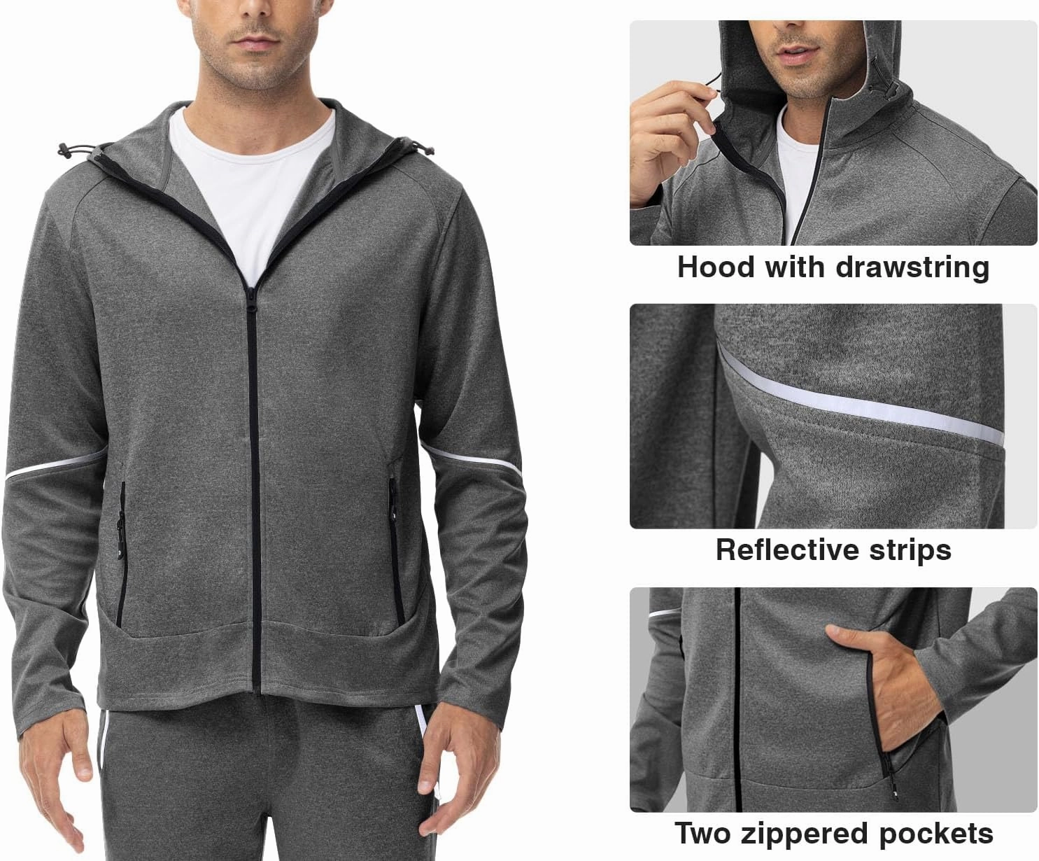 Rdruko Men's Track Suits 2 Piece Set Sweatsuits Jogging Workout Gym Warm Up Sportswear Suits with Hoodie