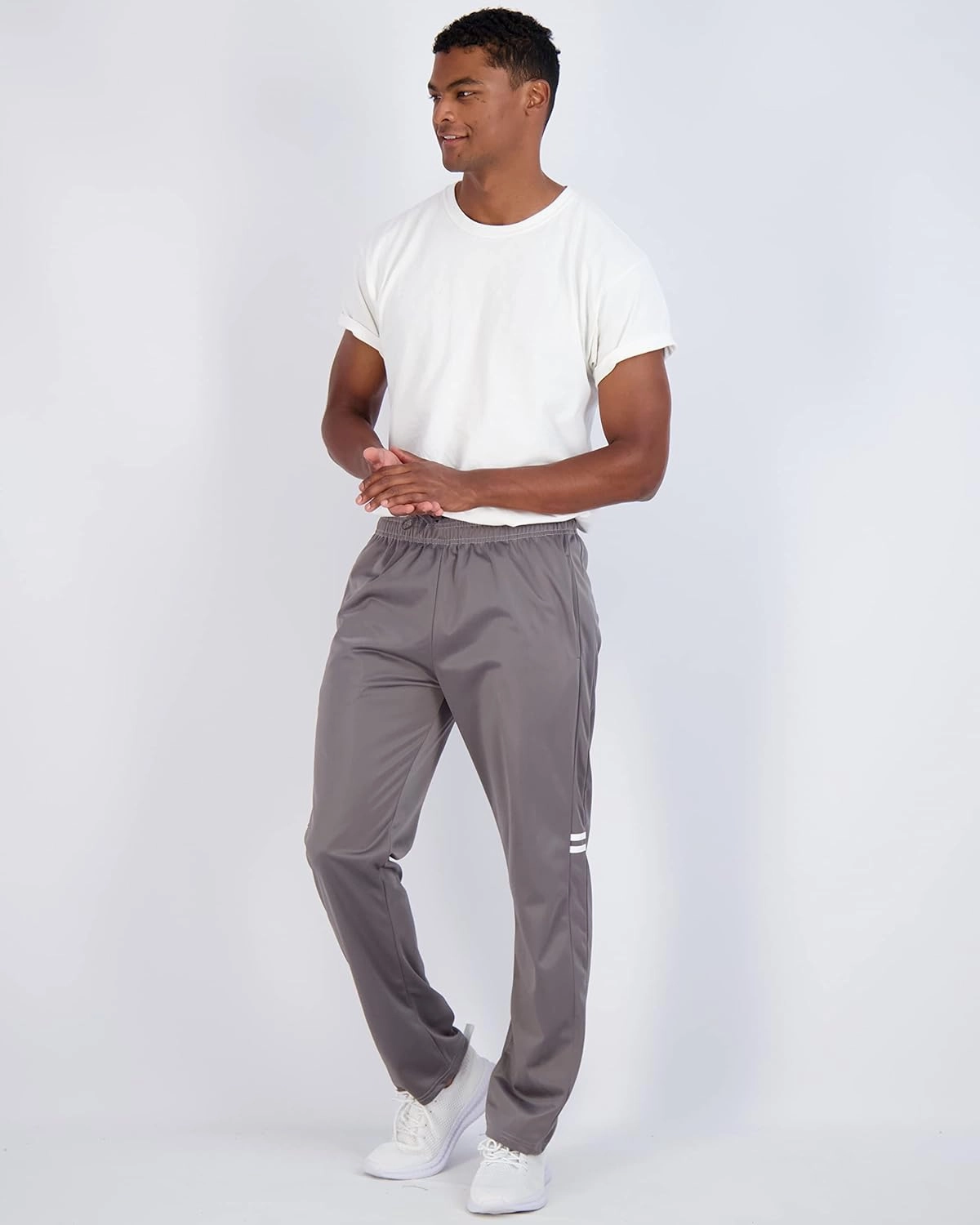 Real Essentials 3 Pack: Men's Active Athletic Casual Tricot Open Bottom Sweatpants with Pockets (Available in Big & Tall)