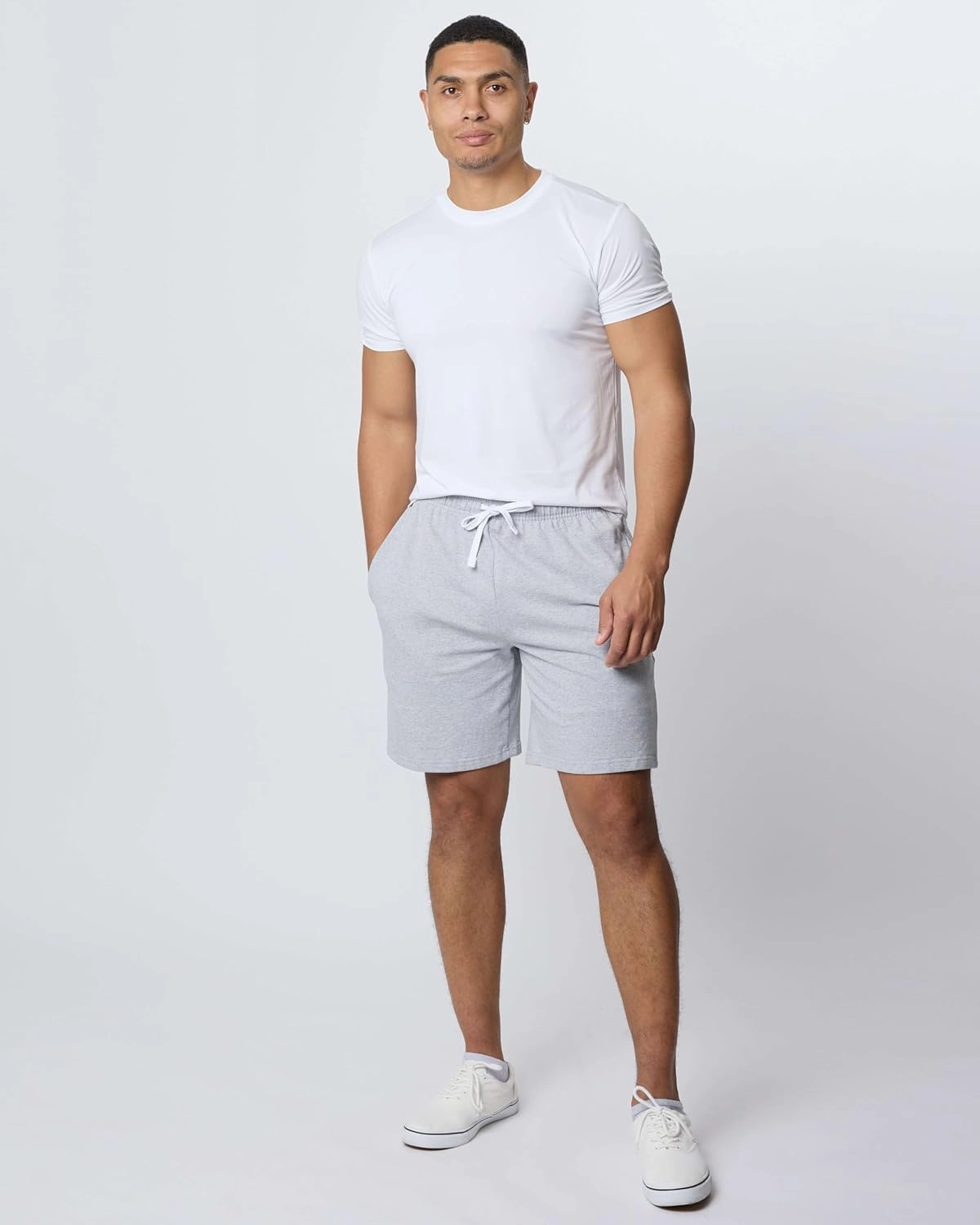 Real Essentials 3 Pack: Men's Cotton 9" French Terry Casual Lounge Sweat Shorts with Pockets (Available in Big & Tall)