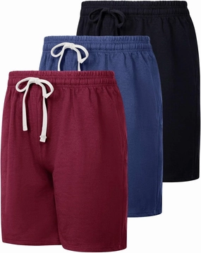 Real Essentials 3 Pack: Men's Cotton 9" French Terry Casual Lounge Sweat Shorts with Pockets (Available in Big & Tall)