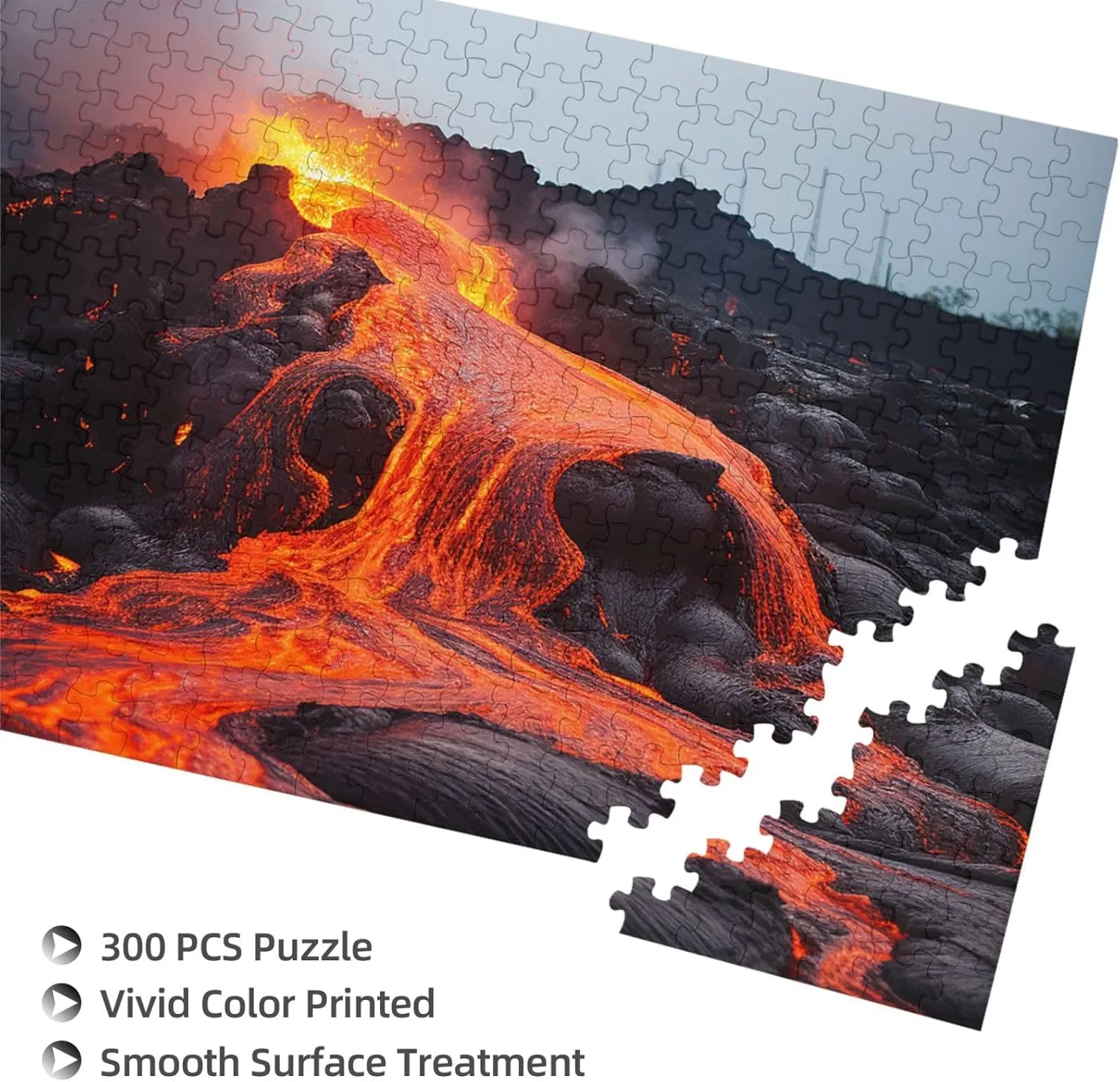 Red Hot Lava from Kilauea Volcano Puzzles 500 Pieces Personalized Jigsaw Puzzles with Storage Bag Photos Puzzle for Photos Challenging Picture Puzzle for Family Home Decor Jigsaw (15" x 10.2")