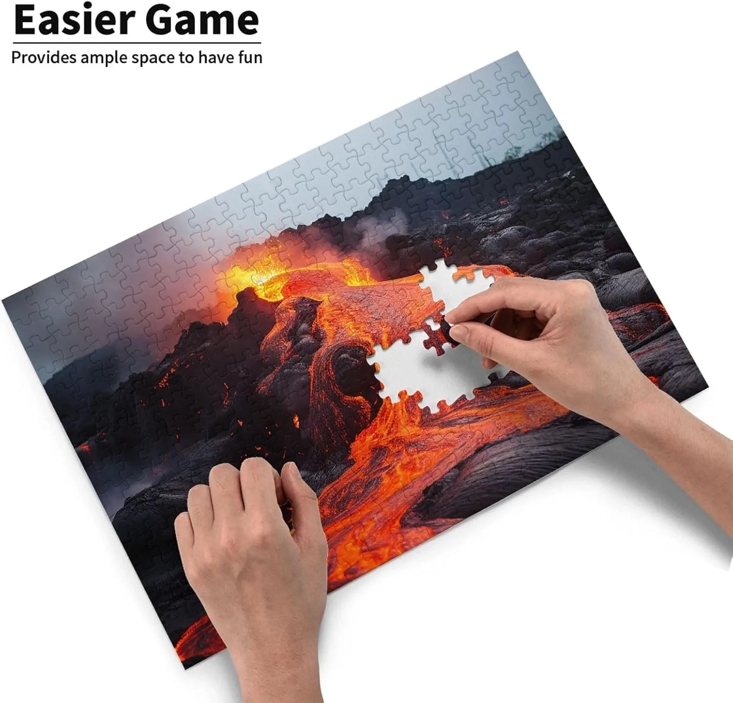 Red Hot Lava from Kilauea Volcano Puzzles 500 Pieces Personalized Jigsaw Puzzles with Storage Bag Photos Puzzle for Photos Challenging Picture Puzzle for Family Home Decor Jigsaw (15" x 10.2")