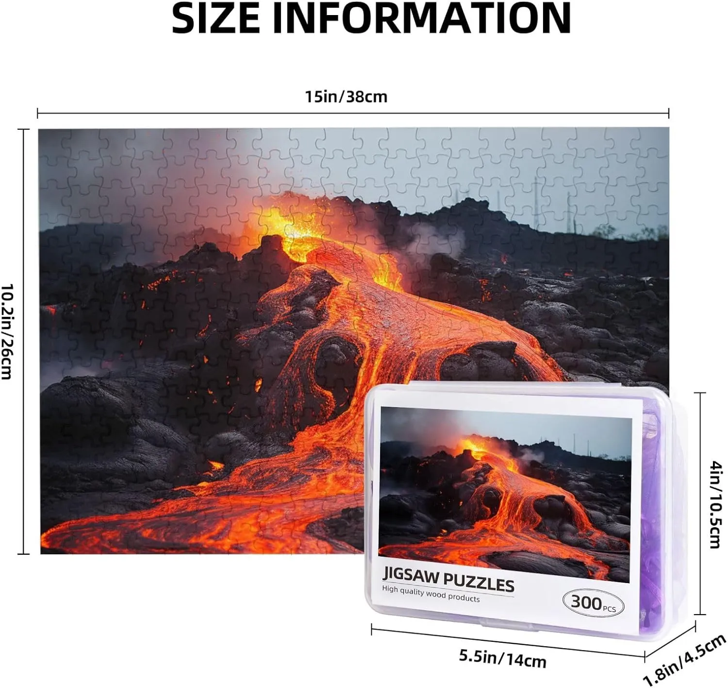 Red Hot Lava from Kilauea Volcano Puzzles 500 Pieces Personalized Jigsaw Puzzles with Storage Bag Photos Puzzle for Photos Challenging Picture Puzzle for Family Home Decor Jigsaw (15" x 10.2")