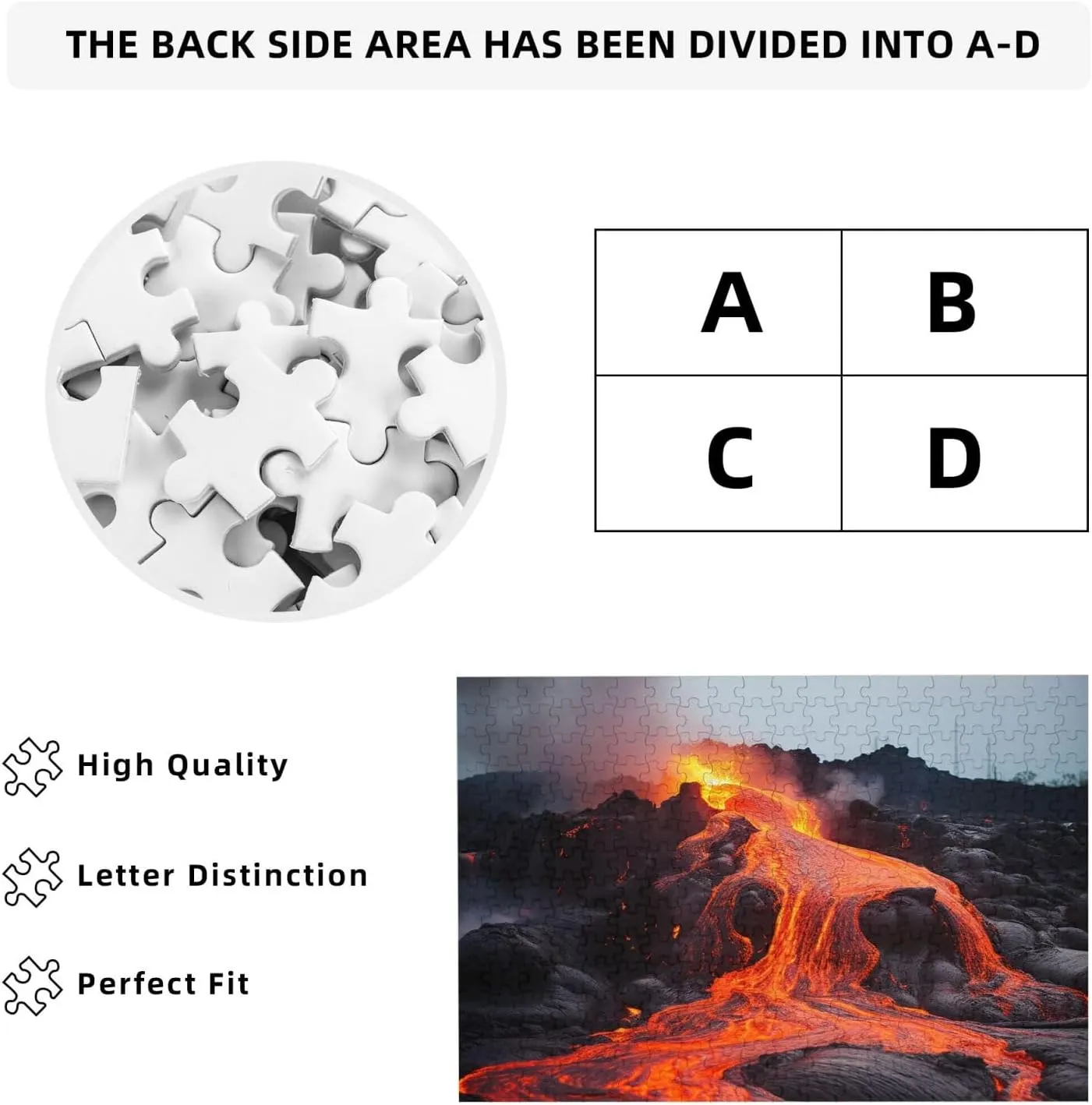 Red Hot Lava from Kilauea Volcano Puzzles 500 Pieces Personalized Jigsaw Puzzles with Storage Bag Photos Puzzle for Photos Challenging Picture Puzzle for Family Home Decor Jigsaw (15" x 10.2")