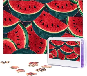 Red Watermelon Puzzles 500 Pieces Personalized Jigsaw Puzzles with Storage Bag Photos Puzzle for Photos Challenging Picture Puzzle for Family Home Decor Jigsaw (15" x 10.2")