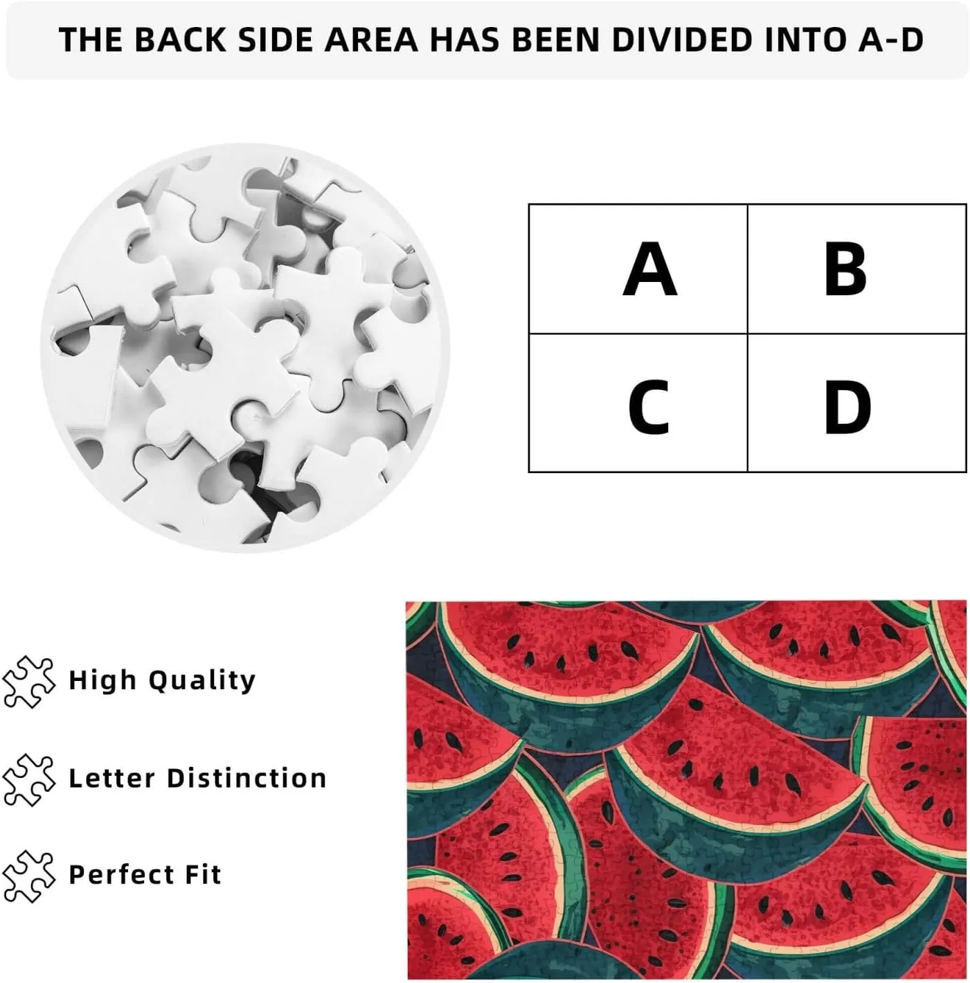 Red Watermelon Puzzles 500 Pieces Personalized Jigsaw Puzzles with Storage Bag Photos Puzzle for Photos Challenging Picture Puzzle for Family Home Decor Jigsaw (15" x 10.2")