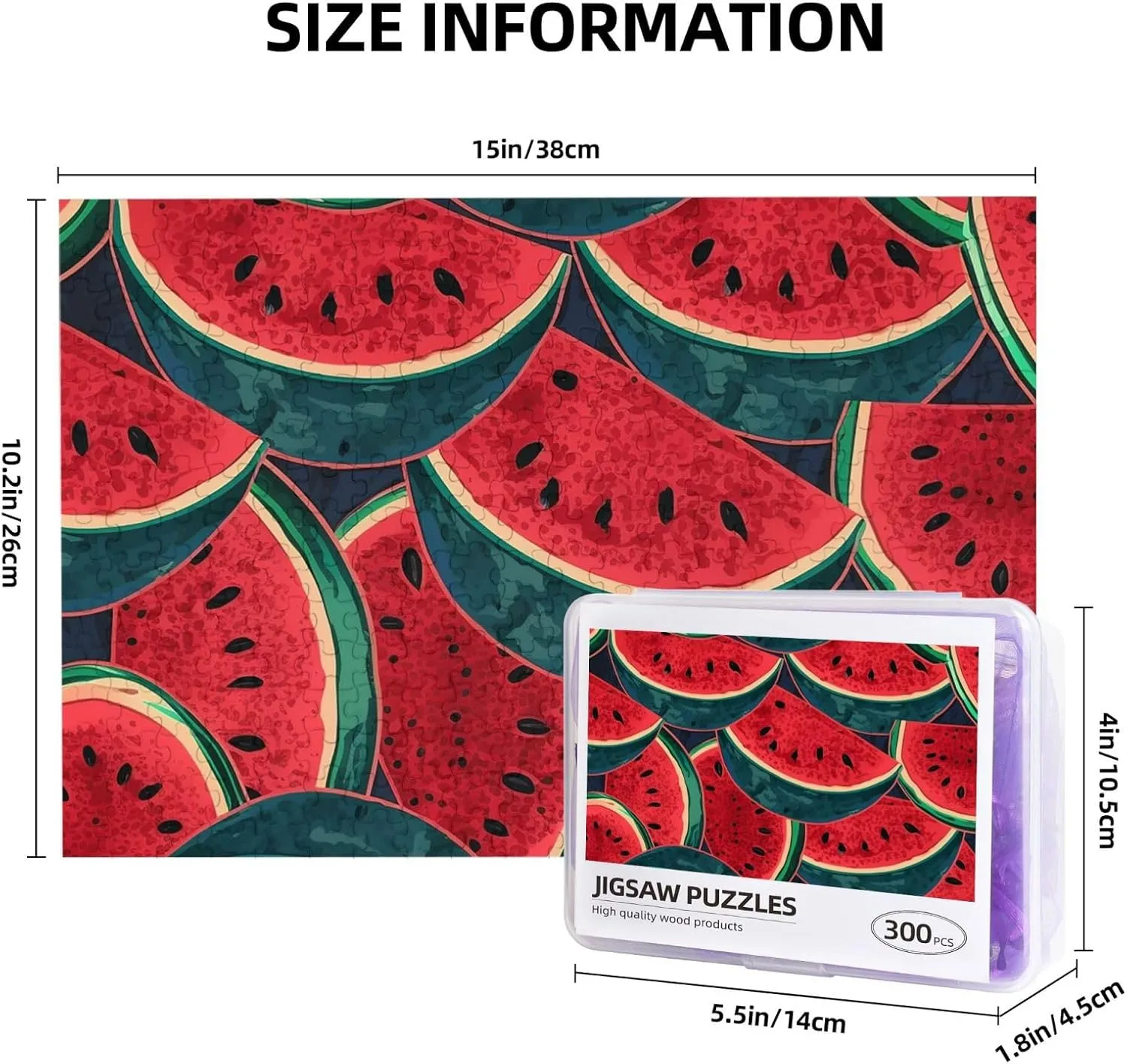 Red Watermelon Puzzles 500 Pieces Personalized Jigsaw Puzzles with Storage Bag Photos Puzzle for Photos Challenging Picture Puzzle for Family Home Decor Jigsaw (15" x 10.2")