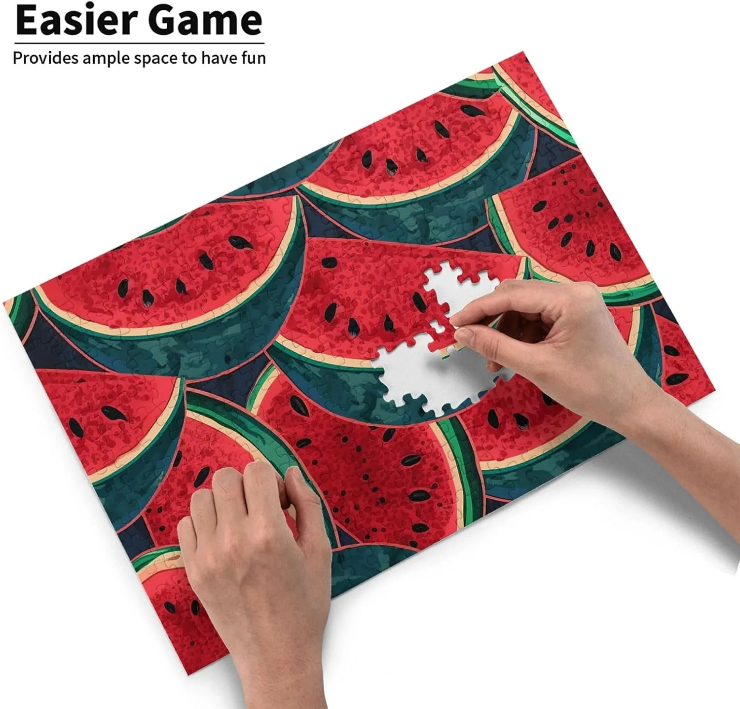 Red Watermelon Puzzles 500 Pieces Personalized Jigsaw Puzzles with Storage Bag Photos Puzzle for Photos Challenging Picture Puzzle for Family Home Decor Jigsaw (15" x 10.2")