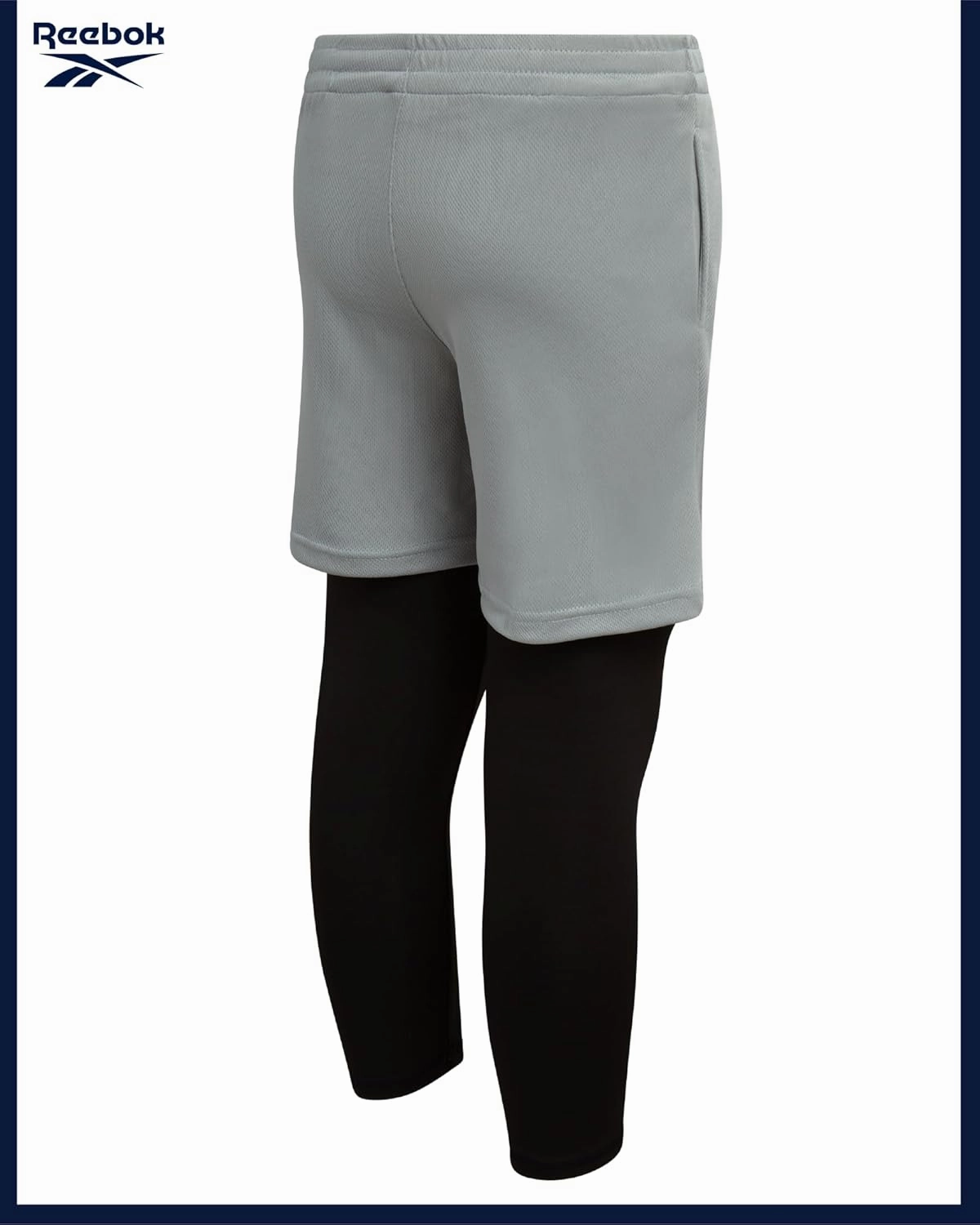 Reebok Boys Basketball Shorts - 2 Pack 2-in-1 Boys Athletic Shorts for Running with Compression Leggings Pockets & Drawstring