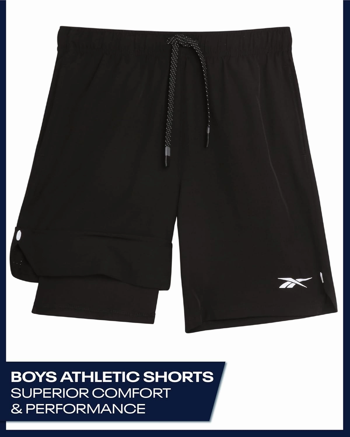 Reebok Boys Shorts - 2 in 1 Basketball Shorts with Compression Liner and Pockets - Gym and Running Boys Athletic Shorts