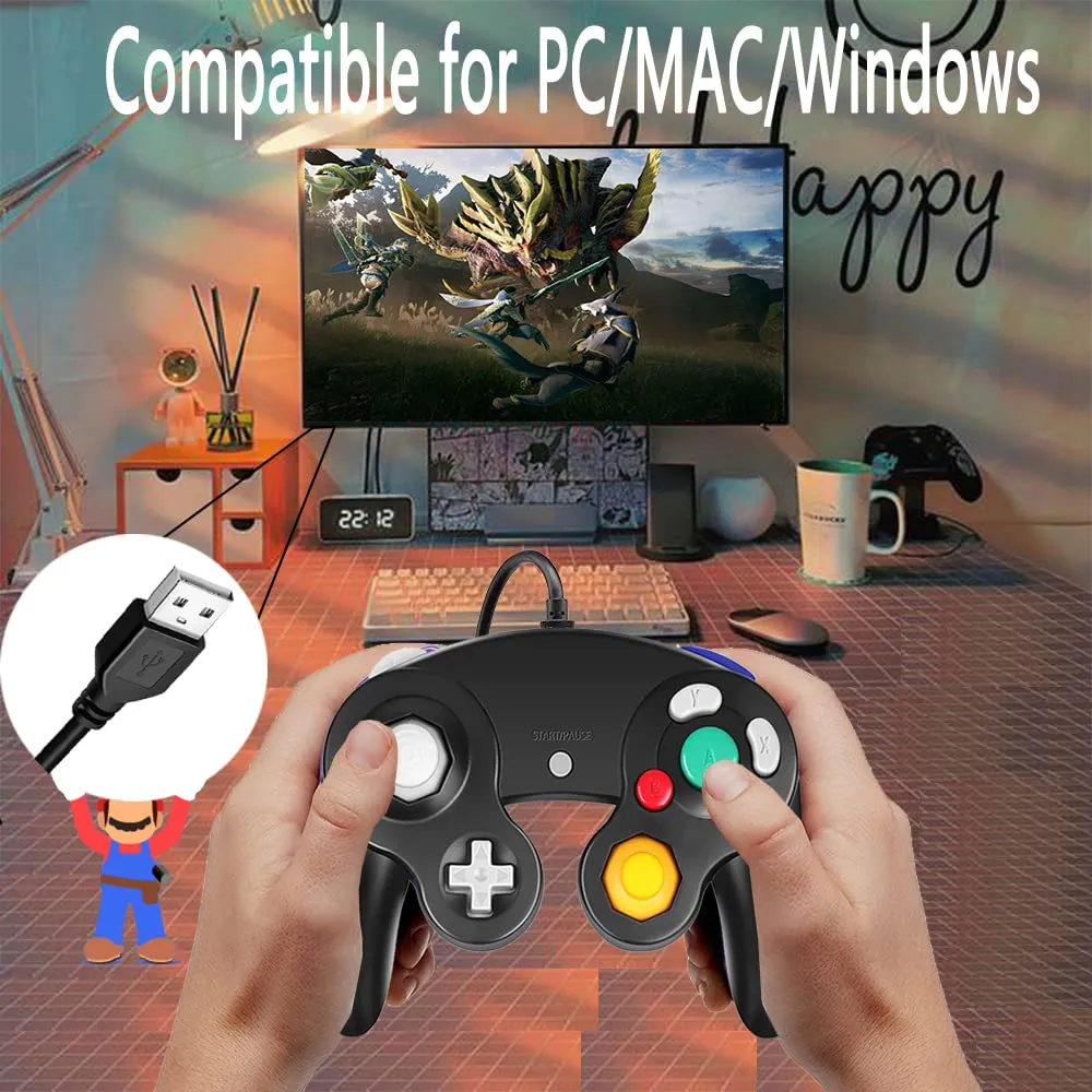 Reiso Classic NGC Wired USB Controller for Windows PC MAC (Black)