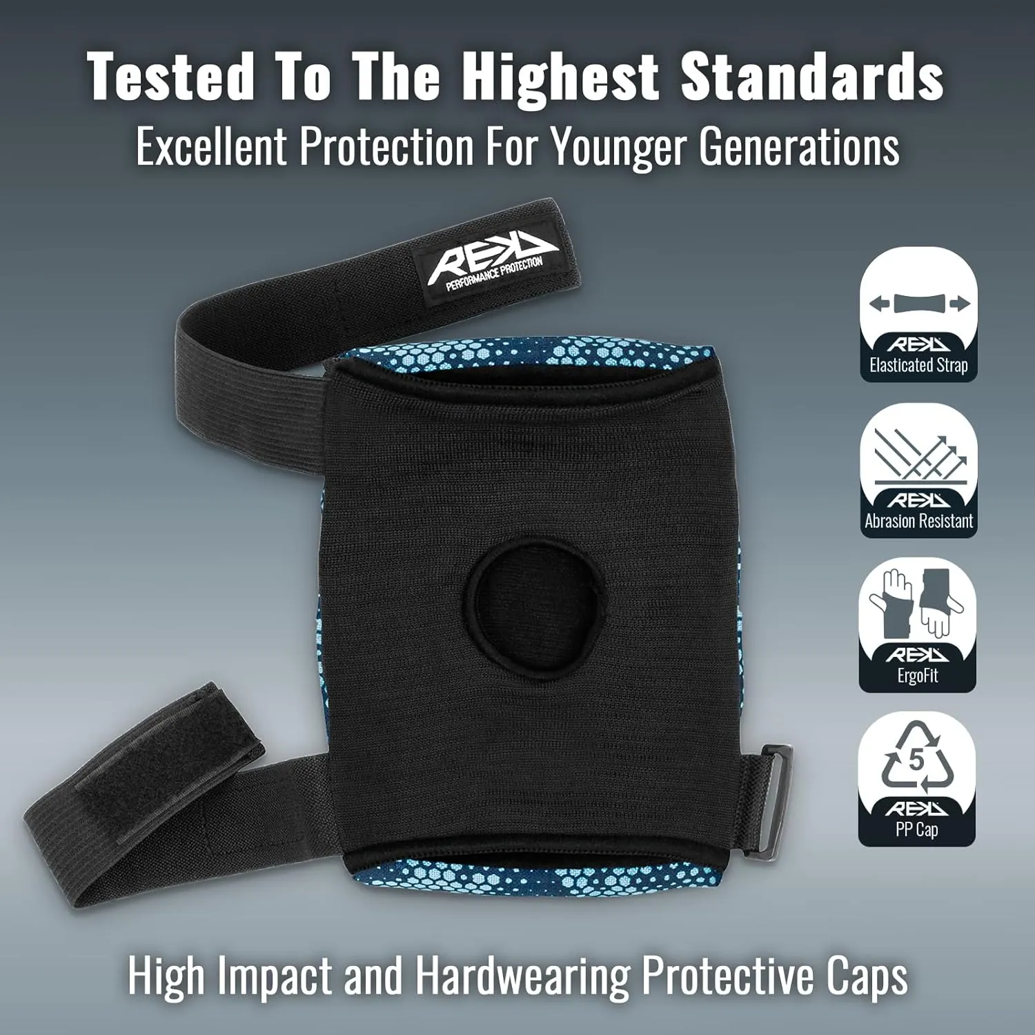 REKD Youth Heavy Duty Double Pad Set | Superior Protection for Skating | Impact-Resistant Knee and Elbow Pads w Dual Elasticated Velcro Straps and High Ventilation | Premium Embroidered Logos