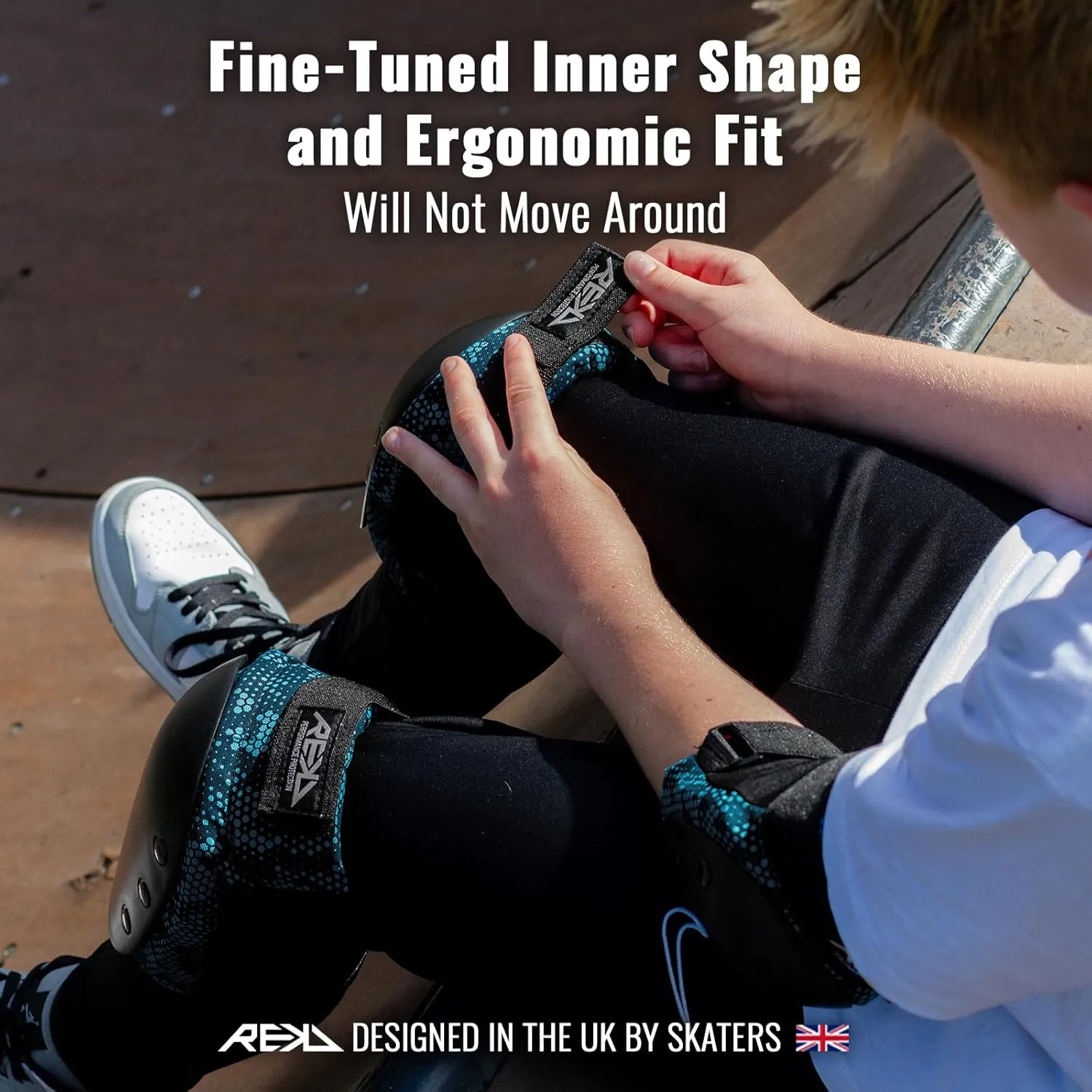 REKD Youth Heavy Duty Double Pad Set | Superior Protection for Skating | Impact-Resistant Knee and Elbow Pads w Dual Elasticated Velcro Straps and High Ventilation | Premium Embroidered Logos