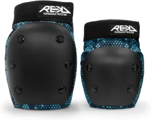 REKD Youth Heavy Duty Double Pad Set | Superior Protection for Skating | Impact-Resistant Knee and Elbow Pads w Dual Elasticated Velcro Straps and High Ventilation | Premium Embroidered Logos