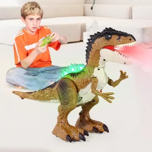 Remote Control Dinosaur,Realistic Dinosaur Toys for Kids 3-5,5-7,2.4GHZ,Rechargeable,Water Vapor Spray Fire Big Walking Robot Dinosaur Toy with LED Lights Sounds,Robot Toys for Christmas,Kids 3 