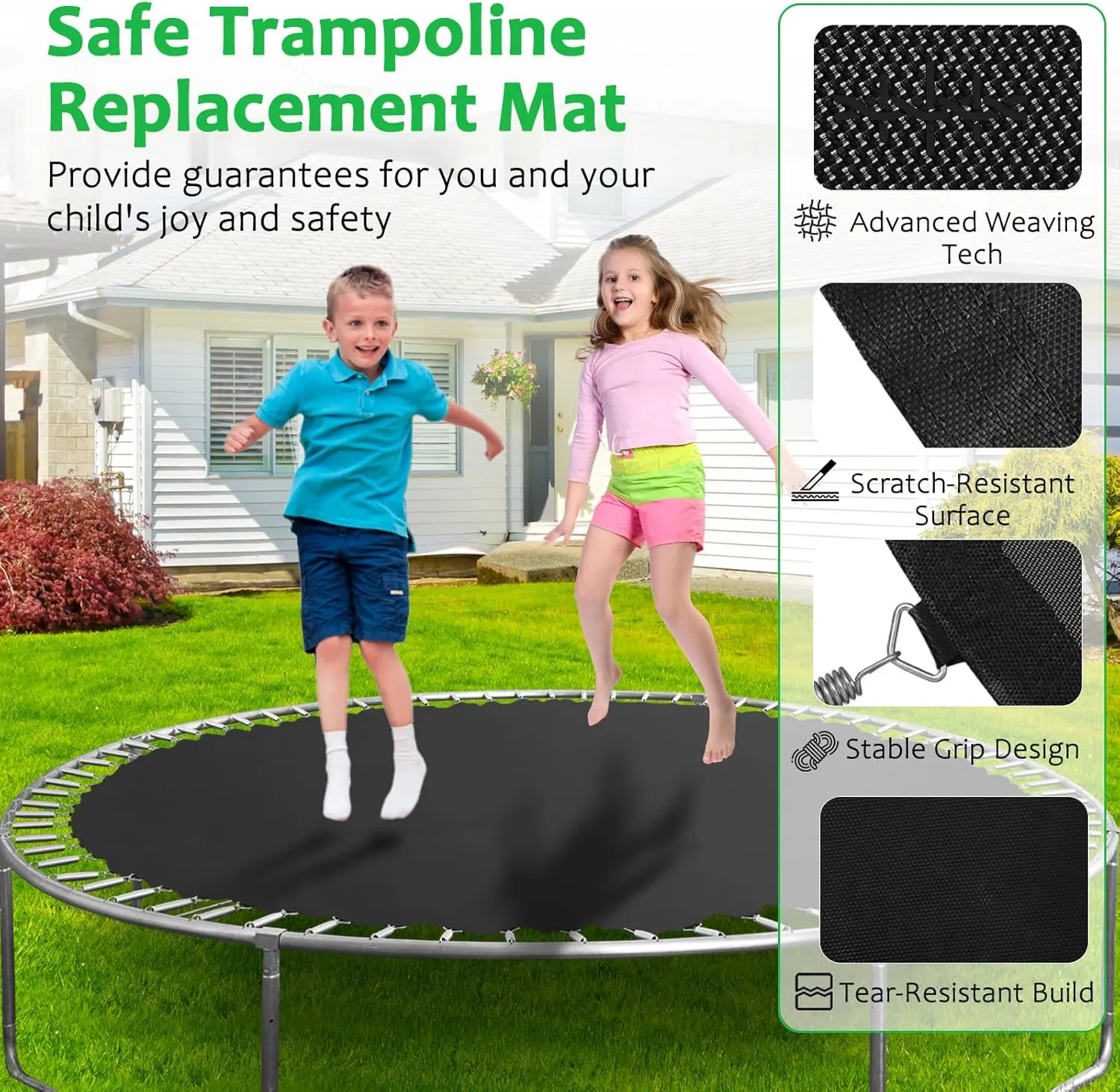 Replacement Trampoline Mat， Heavy-Duty, UV-Resistant & Durable Bounce Pad - Perfect for Safe & Fun Jumping