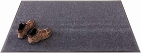 Restaurantware-Comfy Feet 60 x 36 Inch No-Slip Floor Mat, 1 Ribbed Carpet Utility Mat - Indoor and Outdoor, for Homes Or Offices, Gray Polyester Fibers Entry Mat, Vinyl Backing, Easy to Clean