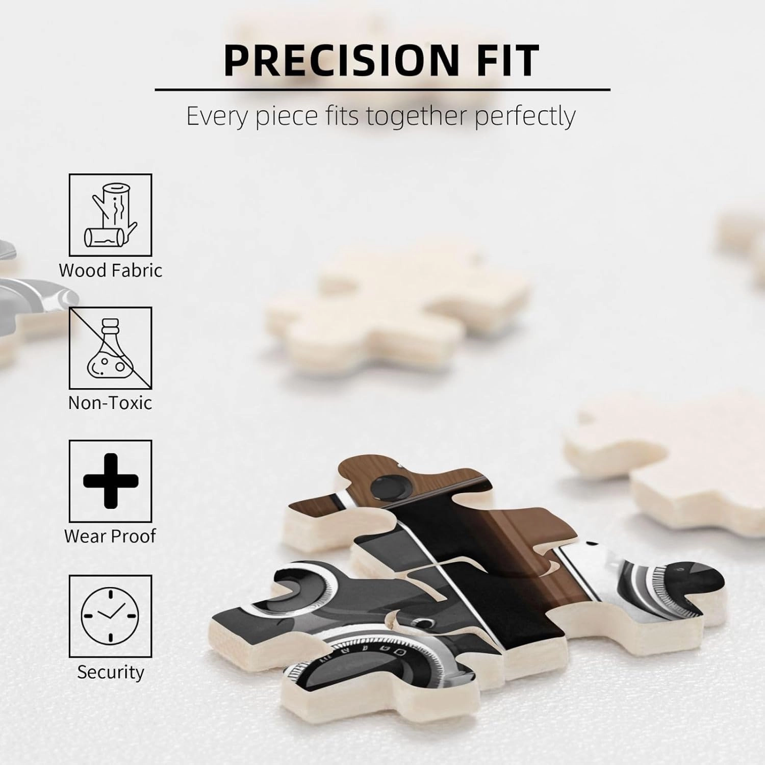 Retro Cool Camera Collection Puzzles 1000 Pieces Personalized Jigsaw Puzzles for Adults Personalized Picture with Storage Bag Puzzle Wooden Photos Puzzle for Family Home Decor (19.7" x 29.5")
