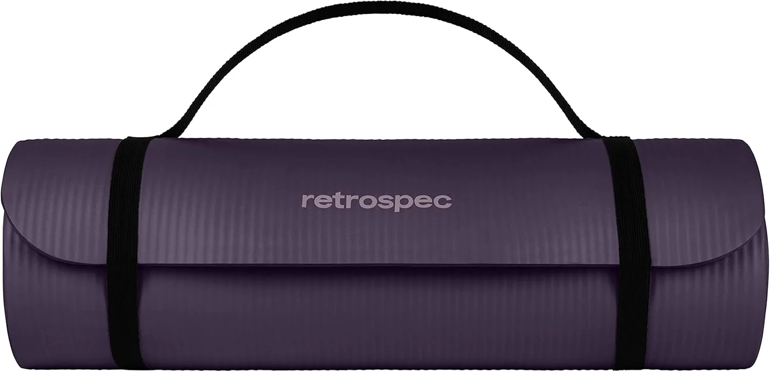 Retrospec Solana Yoga Mat 1" Thick With Nylon Carry Strap for Men & Women - Non Slip Exercise Mat for Home Yoga, Pilates, Stretching, Floor & Fitness Workouts