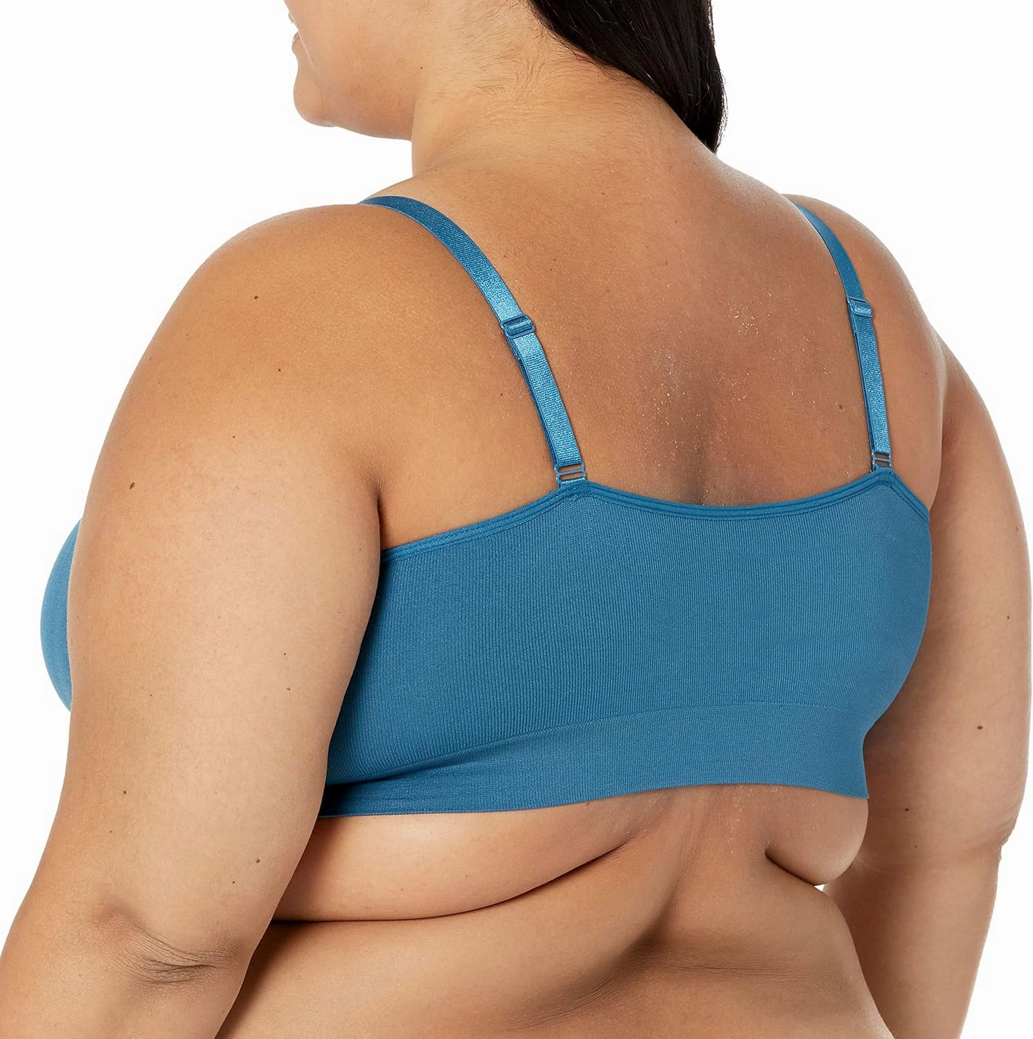Rhonda Shear Women's Plus Size Seamless Bra with Mesh Neckline