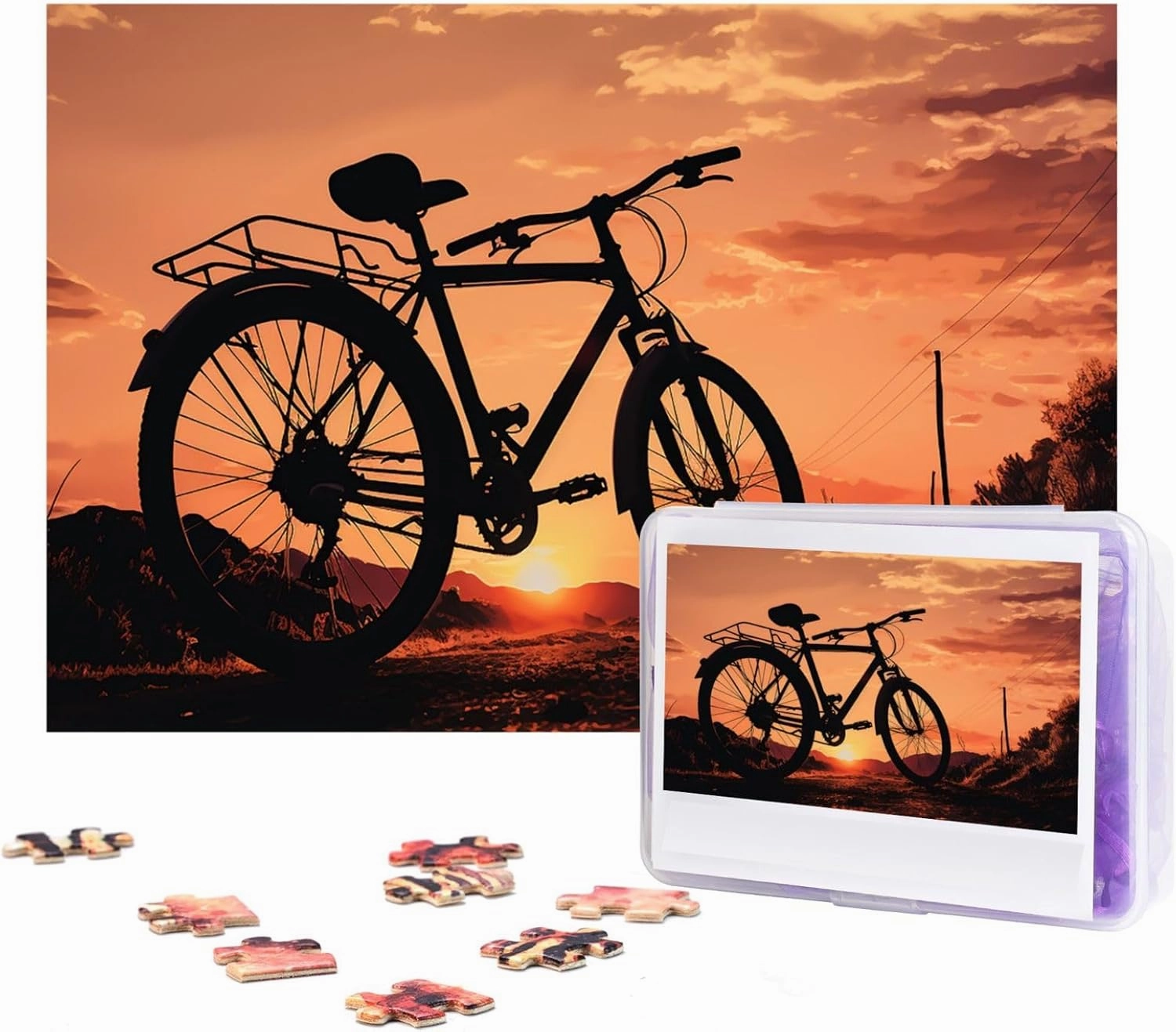 Road Bicycle Puzzles 500 Pieces Personalized Jigsaw Puzzles with Storage Bag Photos Puzzle for Photos Challenging Picture Puzzle for Family Home Decor Jigsaw (15" x 10.2")