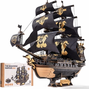 ROKR 3D Wooden Puzzles for Adults,Seahorse Barque Model kit, 603 Piece 3D Puzzles for Adults&Teens,Ideal Gift for Boys and Men
