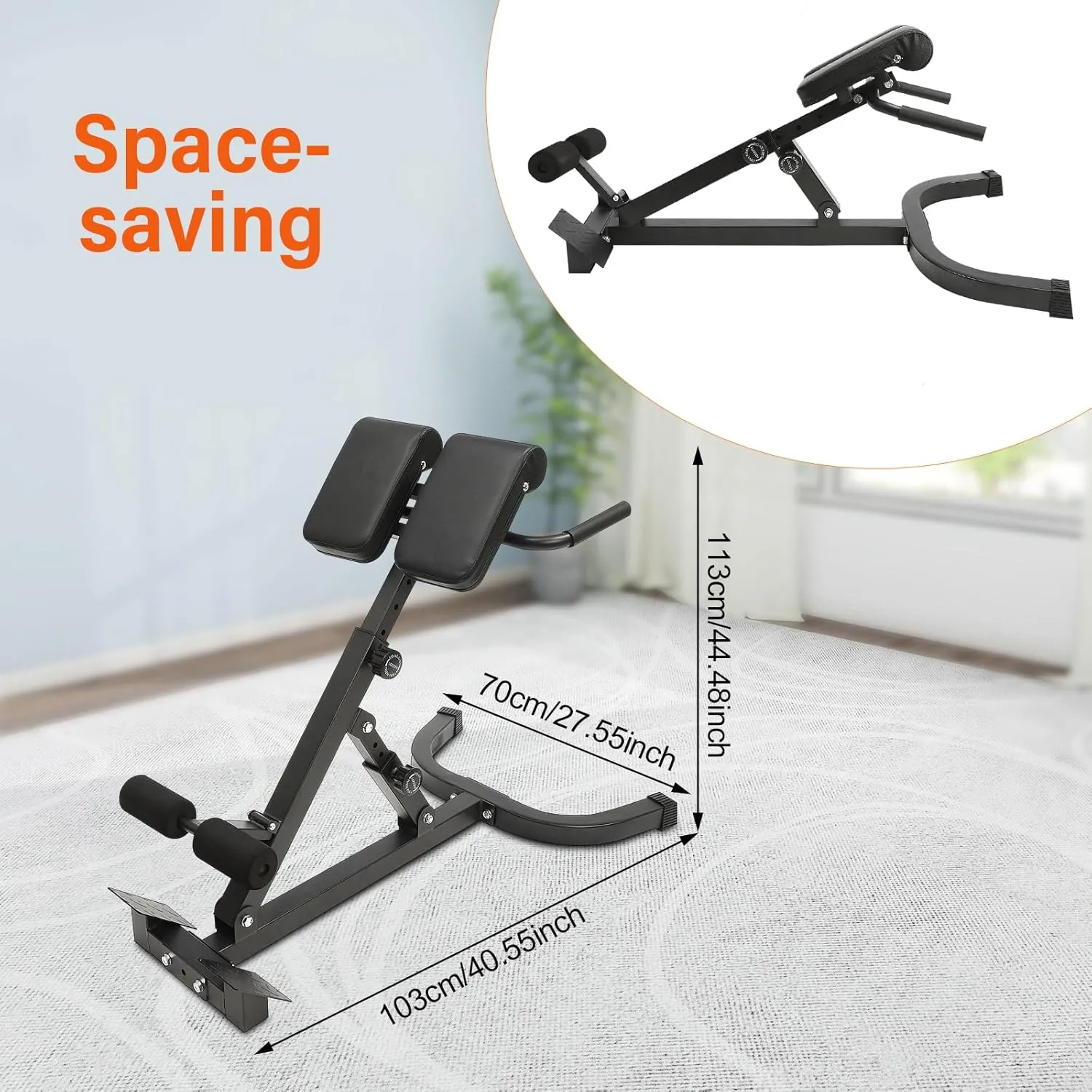 Roman Chair Back Extension Machine Foldable 5 Position Sit up Multi-Functional Hyperextension Back Strength Exercise Bench 330 lbs for Home Workout Gym Fitness Equipment