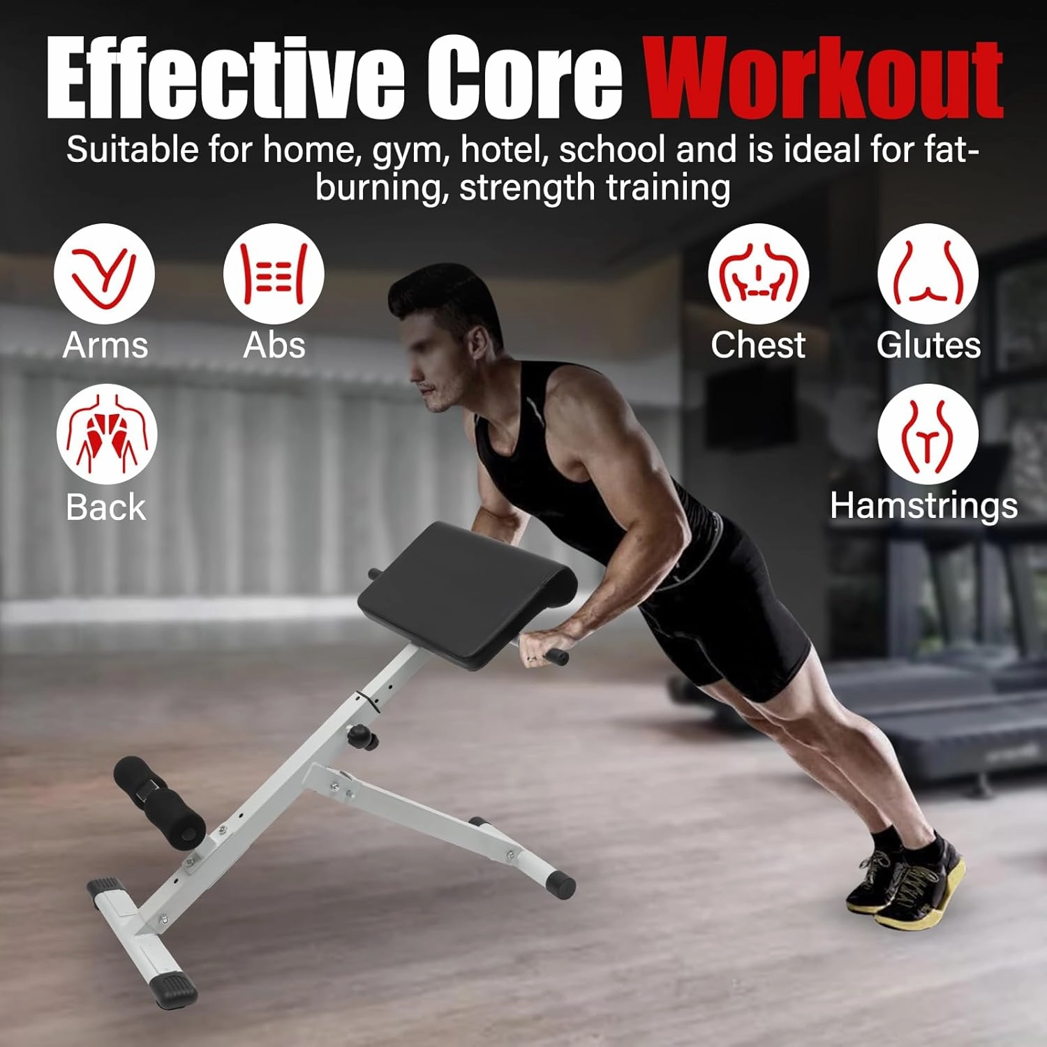 Roman Chair Back Extension Machine Foldable 5 Position Sit up Multi-Functional Hyperextension Back Strength Exercise Bench 330 lbs for Home Workout Gym Fitness Equipment