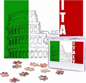 Roman Italian Flag Puzzles 500 Pieces Personalized Jigsaw Puzzles for Adults Personalized Picture with Storage Bag Puzzle Wooden Photos Puzzle for Family Home Decor (20.4" x 15")