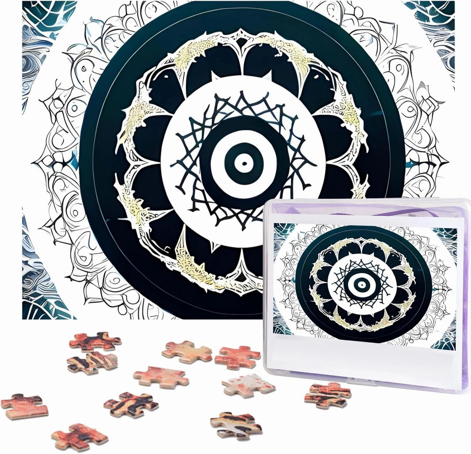 Round Totem Puzzles 500 Pieces Personalized Jigsaw Puzzles for Adults Personalized Picture with Storage Bag Puzzle Wooden Photos Puzzle for Family Home Decor (20.4" x 15")