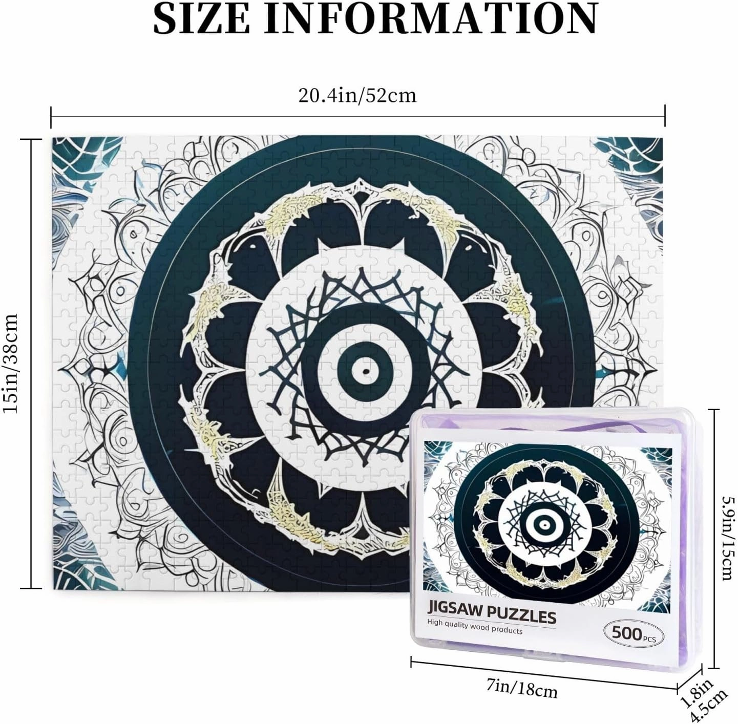 Round Totem Puzzles 500 Pieces Personalized Jigsaw Puzzles for Adults Personalized Picture with Storage Bag Puzzle Wooden Photos Puzzle for Family Home Decor (20.4" x 15")